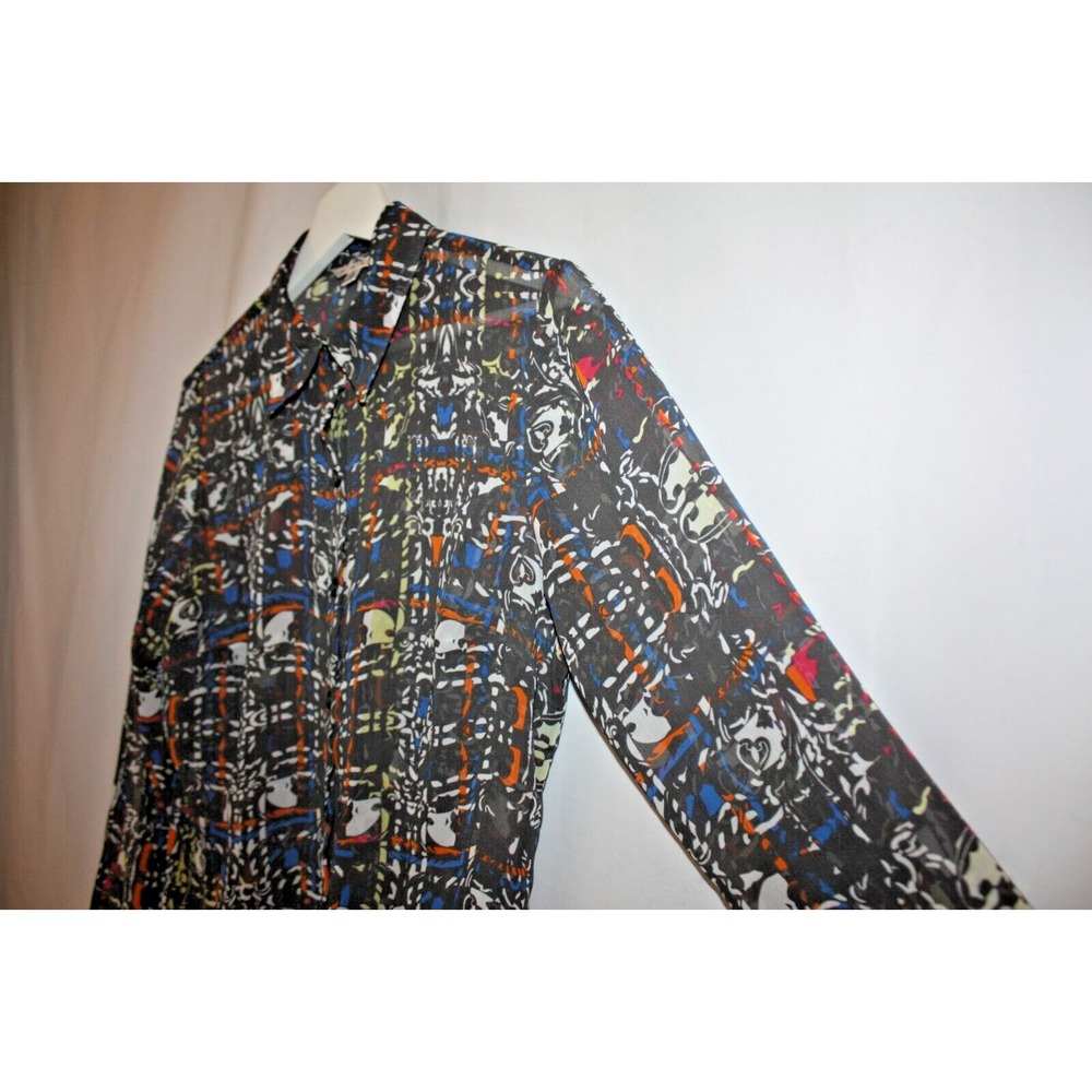 CAbi Blouse Womens Small Multicolor Longsleeve Semisheer Career Lightweight Top - Picture 6 of 10